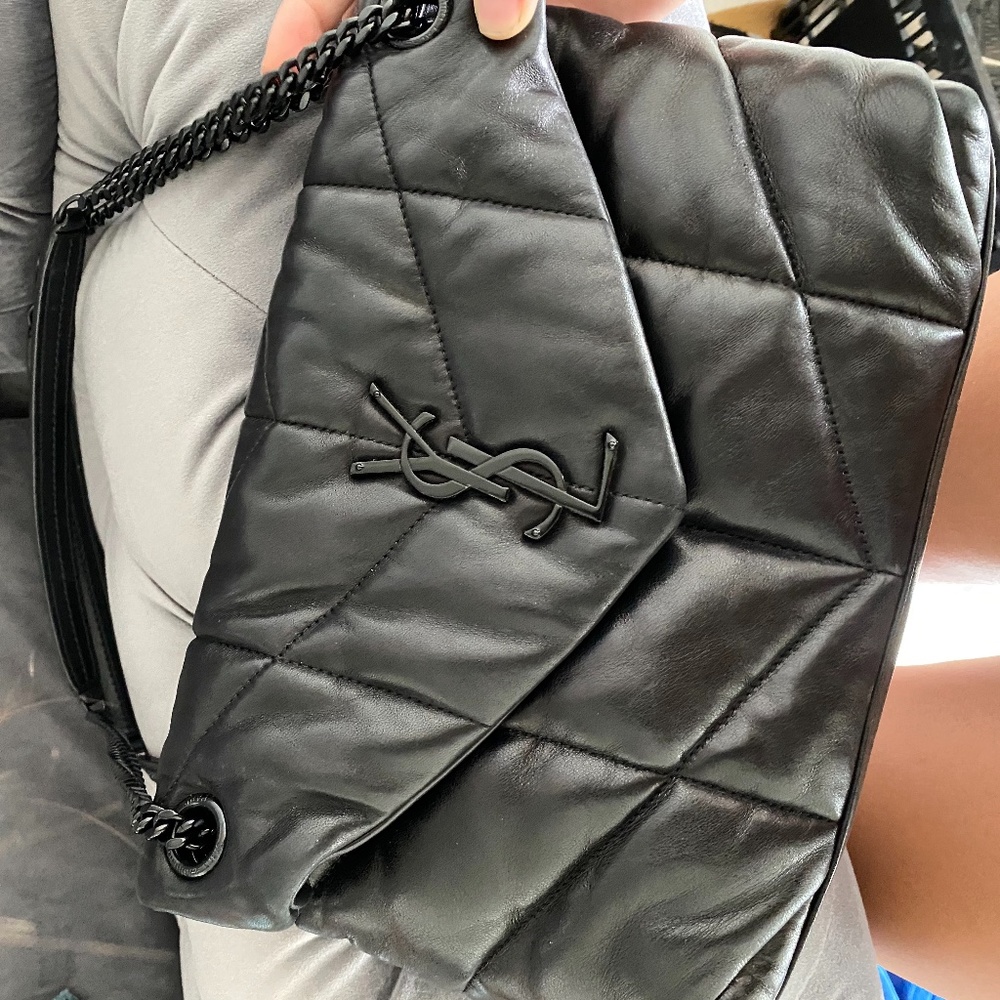 YSL Loulou puffer bag, Black on black hardware